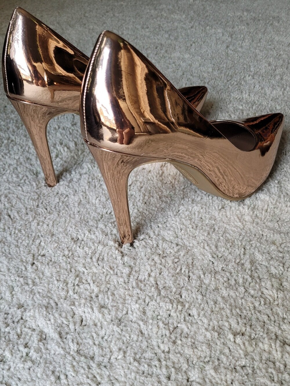 Women’s Metallic Rose Gold Pointed-Toe Pumps 4" Heels 8 - Picture 6 of 7